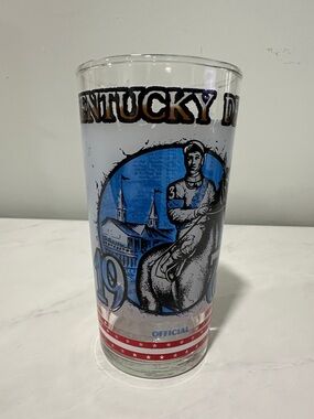 Kentucky Derby Commemorative Drinking Glass - Blue & Red Design 1976
